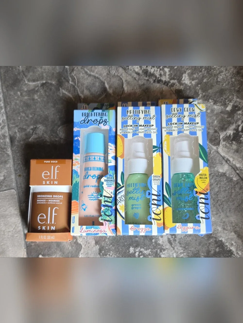 Elf Bronzer Drops, Ioni Glow Drops, Mattifying & Dewy Mist BNIB